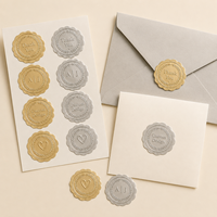 Autocollants personnalisés gaufrés or et argent mat, étiquettes thermocollantes pour invitations de mariage et emballages cadeaux