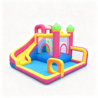 Château gonflable multifonctionnel pour usage domestique avec toboggan et piscine