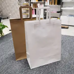 Sacs d'emballage au détail extra large, 50 pièces, emballage personnalisé, sacs de shopping en papier blanc à impression personnalisée avec logo, boutique de luxe