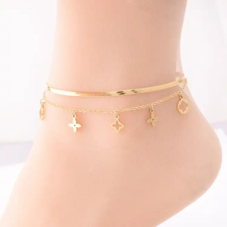 Top quality OBE New arrival new design fancy high polished Star multi - layered women anklets