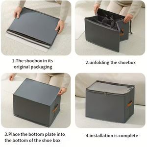 Boîte de rangement pliable grande capacité pour chaussures avec couvercle, anti-poussière et étanche, pour bottes et vêtements, multifonctionnelle pour chambre à coucher - Product Image 2