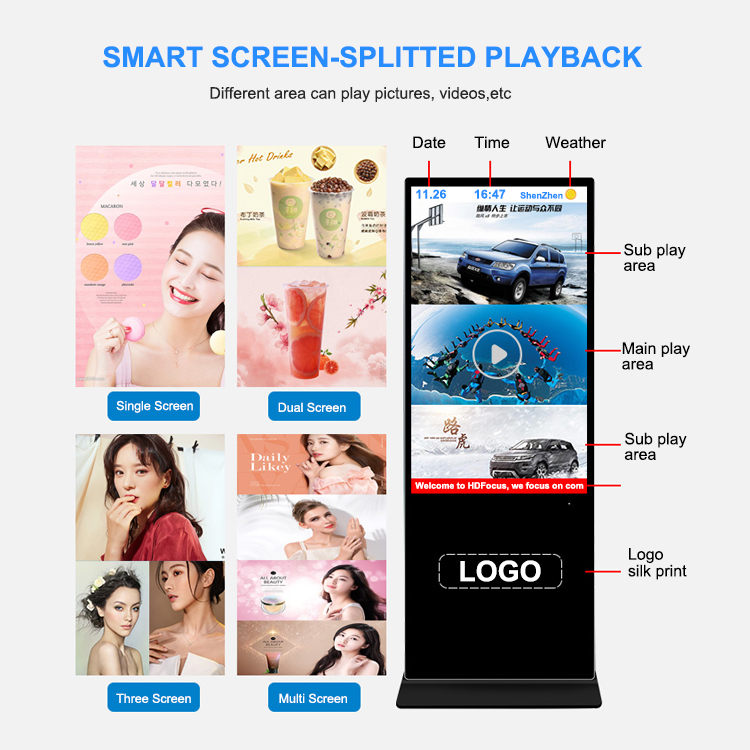 50" TFT Floor Standing LCD Advertising Display Multifunctional