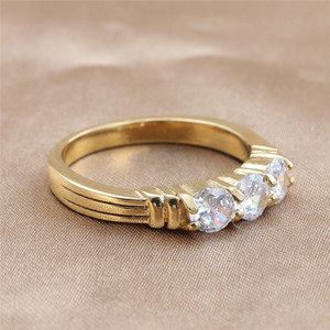 Gold Wedding <b>Ring</b> With Round Brilliant Cut Stones Women's Fashion Jewelry Band 24096 - Product Image 1