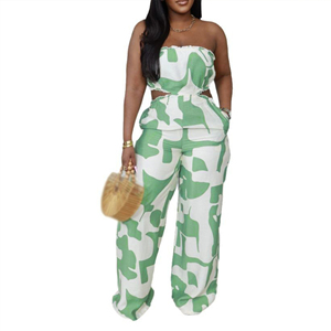 Combinaison élégante sans manches à imprimé ajouré et jambes larges pour femme – Tendance - Product Image 6