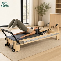 Celux Commercial Durable Pilates Reformer Machine Portable Orbital Full Track Maple Sliding Core Bed Wooden Pilates Studio
