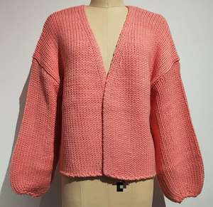 Fabricante 50% lana 50% acrílico cárdigan cuello en V logotipo personalizado manga larga Mujer cárdigan-muestra no para vender - Product Image 1