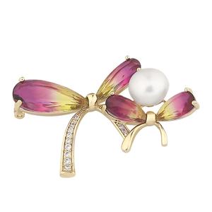 Broches élégantes en perles brillantes, magnifiques broches nœud, broches plaquées or avec diamants et zircons, bijoux unisexes pour femmes, sacs de fiançailles - Product Image 1