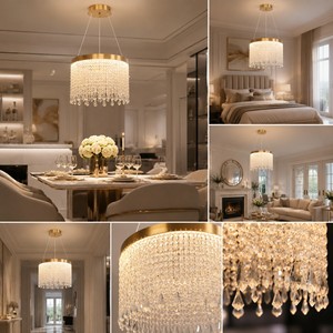 Modern <b>LED</b> Crystal Chandelier Luxury Iron Gold Living Room Creative Pendant <b>Light</b> Dining Room Home Villa Lighting Chandeliers - Product Image 3