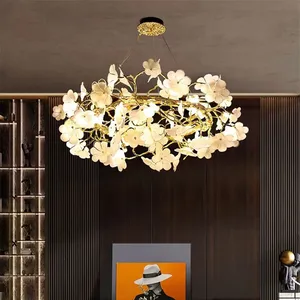 Lustre décoratif pour la maison, éclairage en verre, lampe suspendue, Style de mode, éclairage d'intérieur, lustre à fleurs blanches