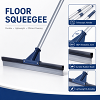 Serpillère télescopique 180 °   Grattoir à eau léger avec lame en caoutchouc durable et articulation rotative pour salle de bain, cuisine, garage, piscine