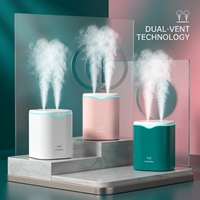 Diffuseur d'air ultrasonique double pulvérisation en plastique pour la maison, humidificateur de bureau USB à brume froide pour la maison et le yoga