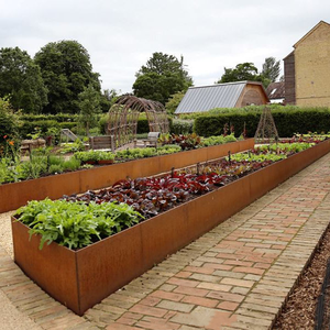 Jardinière carrée en acier Corten pour extérieur, pot à fleurs de style rustique avec finition rouille naturelle, idéal pour les fleurs et les plantes vertes - Product Image 2