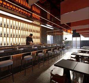 Diseño de Interiores de Restaurante Japonés de Lujo y Equipamiento Personalizado para Barra de Sushi, Solución de Muebles Modernos Estilo Wabi Sabi <span class=keywords><strong>Izakaya</strong></span> - Product Image 1