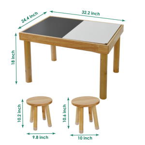 Wooden Sensory <b>Table</b> With 2 Chairs Double Sided Boards For Sand And <b>Water</b> Play <b>Toddler</b> Activity Set - Product Image 5