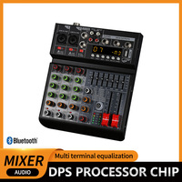 RK RV4 Mixeur transfrontalier 4 canaux avec 16 effets DSP intégrés, carte son, son surround 4 voies, sortie XLR/TRS, entrée USB, AC 100-240V