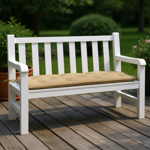 Coussin de banc de jardin beige 100% polyester matelassé rectangulaire extérieur amovible lavable toutes saisons - Product Image 2