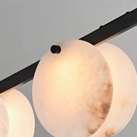 Lustre de restaurant en marbre et cuivre massif, design flocon de neige, luminaire linéaire créatif de luxe rectangulaire pour comptoir de bar