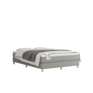 Upholstered Bed <b>Frame</b> Light <b>Grey</b> 100% Polyester Fabric Plywood Modern Design Durable Soft Bed Model D0100HXNLK2 - Product Image 1