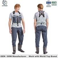 Cuissardes de pêche à la mouche unisexe haute performance en tissu Thoray respirant 4 couches avec fermeture éclair frontale imperméable pour pêcheurs professionnels