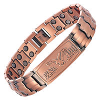 Gelang Magnet Terapi Kesehatan Energi Dua Baris Elang Tembaga Murni 99,99% Berkualitas Tinggi Retro Mewah untuk Hadiah Pria