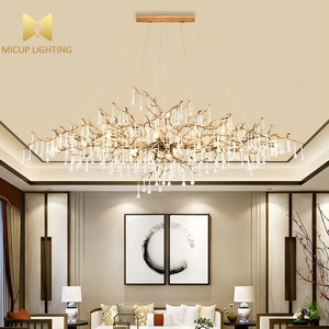 Lampadario LED Post-Moderno Creativo a Rami Lunghi in Rame Dorato, Lussuoso Lampadario Artistico Francese - Product Image 3