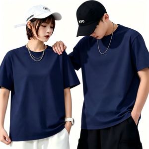เสื้อยืดผู้ชายสั่งทำพิเศษ ผ้าฝ้าย 100% 400GSM สไตล์วินเทจ โอเวอร์ไซส์ ลายกราฟิก สตรีทสไตล์ POD แขนสั้น ยูนิเซ็กส์ ลำลอง สีน้ำเงิน - Product Image 3
