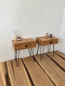 Mesita de noche flotante de montaje en pared pequeña nórdica de madera, mesita de noche con cajón para sala de estar, dormitorio, Hotel, restaurante, uso - Product Image 4