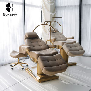 Wholesale Luxury Golden Base Electric Beauty Bed Leather Multifunction Massage Bed Salon Electric Facial Eyelash Lash Bed - Product Image 5