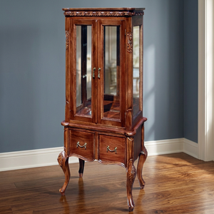 Antique Appearance Handmade Solid Wood French Design 2 Drawers Durable Display Cabinet Multi-purpose Storage Living Room Bedroom - Product Image 4