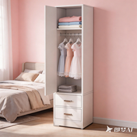 Armoire simple autoportante convertible, design minimaliste moderne, portes shaker, poignées métalliques, 6 étagères, gain de place, pour chambre à coucher 2