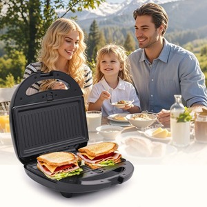 Máquina para hacer sándwiches 3 en 1 Winning Star de 800W, de acero inoxidable, eléctrica, multifunción, para desayunos, con placas intercambiables - Product Image 3
