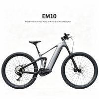 Vélo Électrique à Assistance Électrique EM10 en Fibre de Carbone, VTT à Suspension Arrière avec Moteur Central, Transmission 12 Vitesses, Freins à Disque Doubles, Prêt à l'Exportation