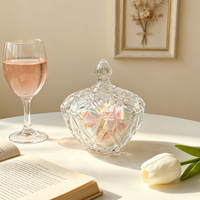 Lot de 2 pots à sucre en verre de luxe, décoratifs, sans plomb, avec motifs diamant et nervures torsadées, pour bonbons et rangement