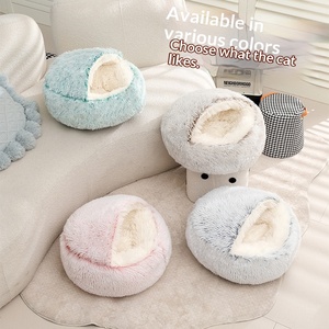 Universelles Winter-Warmes Halbgeschlossenes Katzenbett, Modische Einfarbige Plüsch-Filz-Matratze, Weiches Nest für Katzen und Hunde - Product Image 6