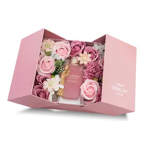 Caja de regalo para recién nacidos, bonita caja de cartón Rosa ecológica para mujeres