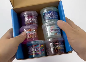 Kit de slime 6 pièces : Mousse à modeler, Pâte de coton, Pâte à modeler colorée, Pâte cristalline 60ml - Product Image 2
