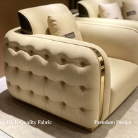 Ensemble de canapés minimalistes pour villa, style moderne, capitonné, en similicuir, avec structure métallique, mobilier de maison durable, écologique et imperméable