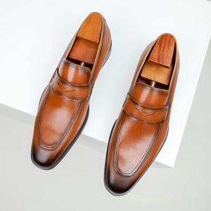 Chaussures Richelieu en Cuir Véritable pour Hommes, Modèle 2025, Nouveauté, Bout Carré, Semelles Épaisses, Rehaussantes, Style Britannique, à Enfiler, Intemporelles - Product Image 3