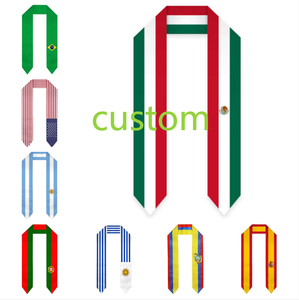 Écharpe de remise de diplôme personnalisée avec drapeau national, 48 équipes de football nationales, pour étudiants internationaux, vente en gros - Product Image 1