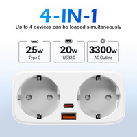 Prise intelligente avec minuterie, contrôle par application WiFi, norme européenne, prise intelligente avec ports USB-C et prises AC