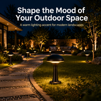 Lampe de jardin LED UFO moderne en aluminium 3000K, anti-corrosion, sculptée pour une ambiance extérieure, idéale pour les projets de villas et d'hôtels