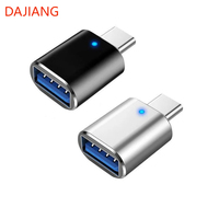 DAJIANG personalizado OTG USB C macho a USB 3,0 hembra adaptador con luz LED OEM USB Flash lector de tarjetas para uso en teléfonos móviles