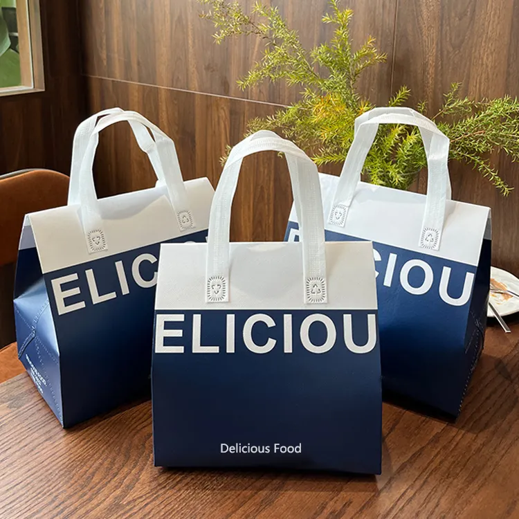 Bolsa aislante desechable no tejida para el almuerzo, bolsa refrigerada personalizada, impermeable, entrega de comida