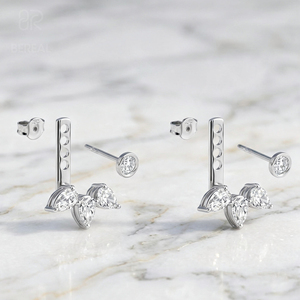 IGI Certified Vvs Three Pear Lab Grown Diamond Ear Jacket Women Custom 18K Gold CVD HTHP Made Created Diamond <b>Drop</b> Earring Men - Product Image 3