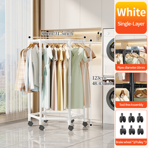 Nuevo Diseño de Perchero Hexagonal Móvil para Secar Ropa, Estante de Metal de Doble Capa y Gran Capacidad, Organizador de Abrigos para Dormitorio y Balcón - Product Image 5
