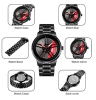 Reloj de Cuarzo Skmei 1787 1990 2191 para Hombre con Diseño de Llanta de Vehículo, Esfera Calada de Concepto Creativo y Estilo Metálico, Deportivo y de Moda