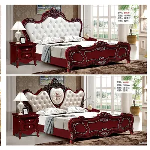 Gaya Eropa ukuran King tempat tidur diukir Royal Perancis Italia elegan mewah kamar tidur furnitur kayu kamar tidur set