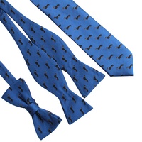 Cravate en polyester tissé pour homme, motif Teckel mignon, couleurs bleu, noir, orange, personnalisable, thème animal chien, vente en gros Chine