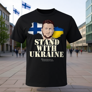 Stand With Ukraine T-Shirt Volodymyr Zelenskyy Finland <b>Map</b> Design Premium Unisex Apparel - Product Image 3