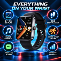 Montre connectée, tracker d'activité, écran tactile IPS 2,1 pouces, fréquence cardiaque, suivi du sommeil, suivi des pas, sans fil, avec plus de 50 modes sportifs pour iOS